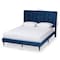 Baxton Studio Gothard  Navy Blue Velvet Upholstered and Dark Brown Finished Wood King Size Platform Bed 215-12366-ZORO - alternate 9